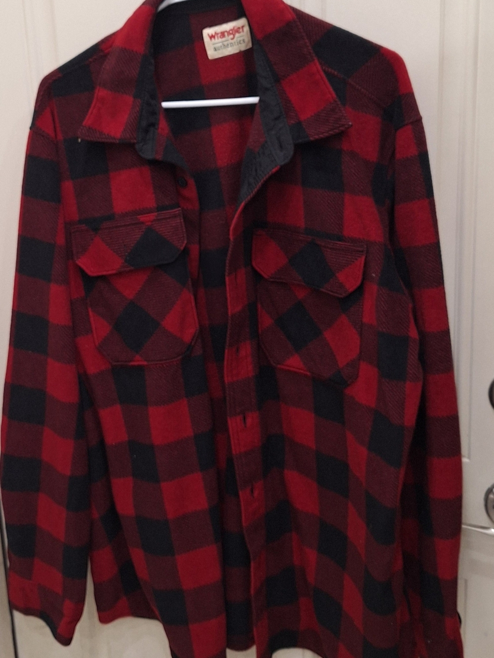 Wrangler Red and Black Buffalo Plaid Flannel Shirt